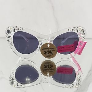 Betsey Johnson Sunglasses Clear Transparent Cat Eye Jewel Embellished Vacation